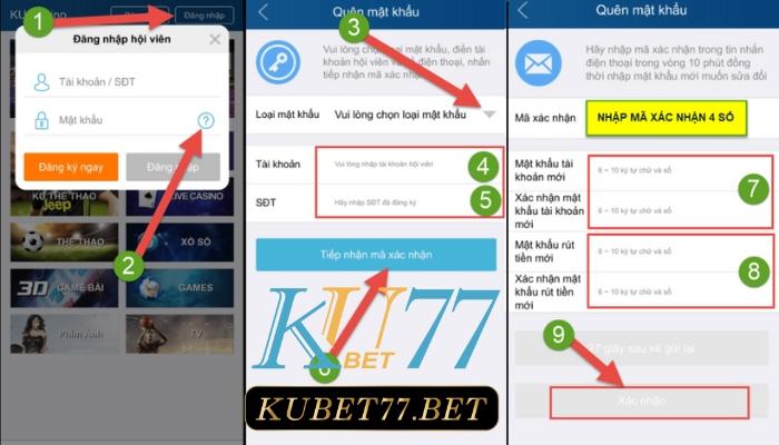 Cách lấy lại mật khẩu kubet để đăng nhập