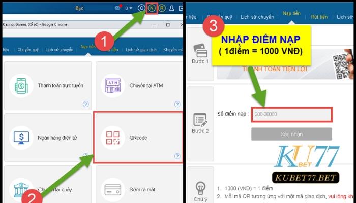 Nạp tiền vào Kubet77 qua mã QR-Code